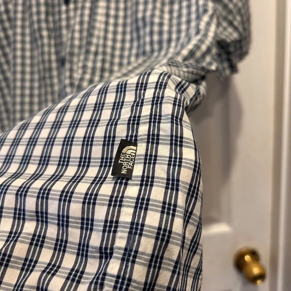 The North Face Mens Plaid Short‎ Sleeve Button Up Shirt Sz L Hiking Camping Gorp